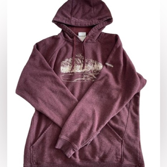 Columbia Hoodie in Maroon with Nature Print - Picture 1 of 6